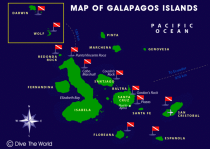 Map of the Galapagos Islands, Ecuador (click to enlarge in a new window)